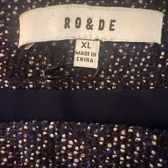 Anthropologie RO & DE Blue Tweed Audrey Midi Trumpet Skirt High Low Women’s XL - Picture 4 of 4